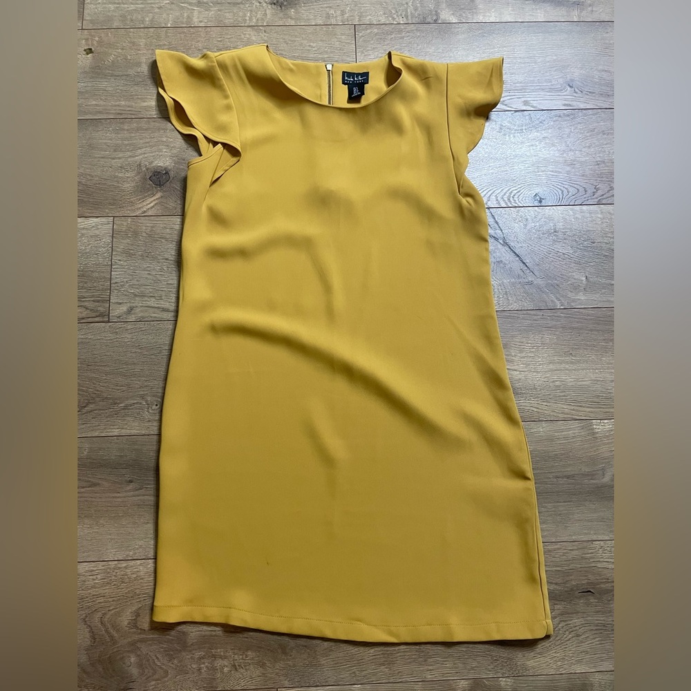 Nicole Miller Mustard Ruffle Sleeve Midi Dress - Picture 12 of 12